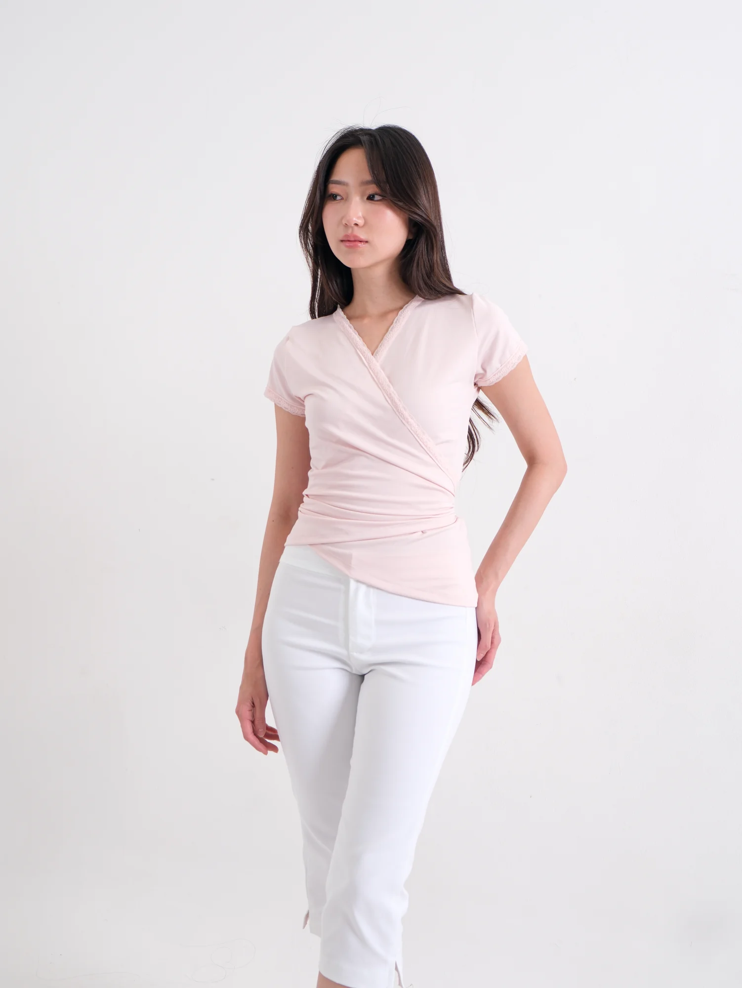 Frances Wrap Top — Baby Pink